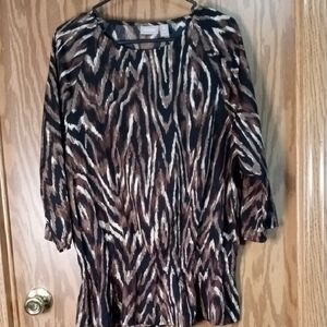 Chico's Black and White Graphic 3/4 Sleeve Blouse, Contemporary, Classic, Artsy